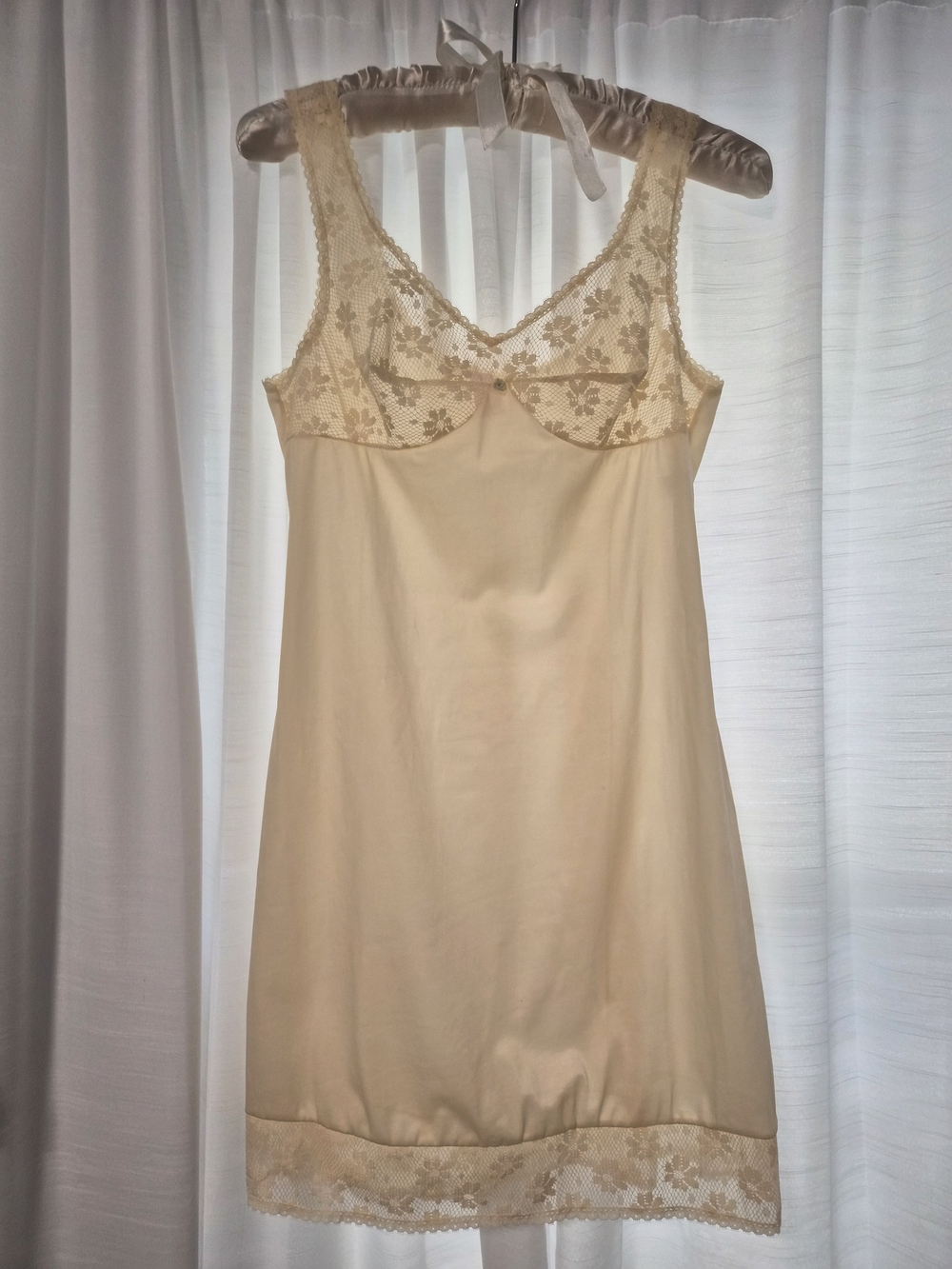 VINTAGE Cream Lace Trim Slip Dress - Women's Intimates
